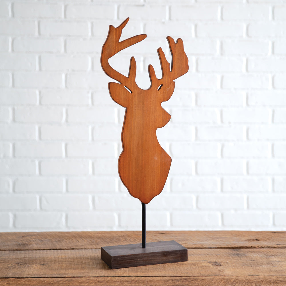 Wood Reindeer on Stand