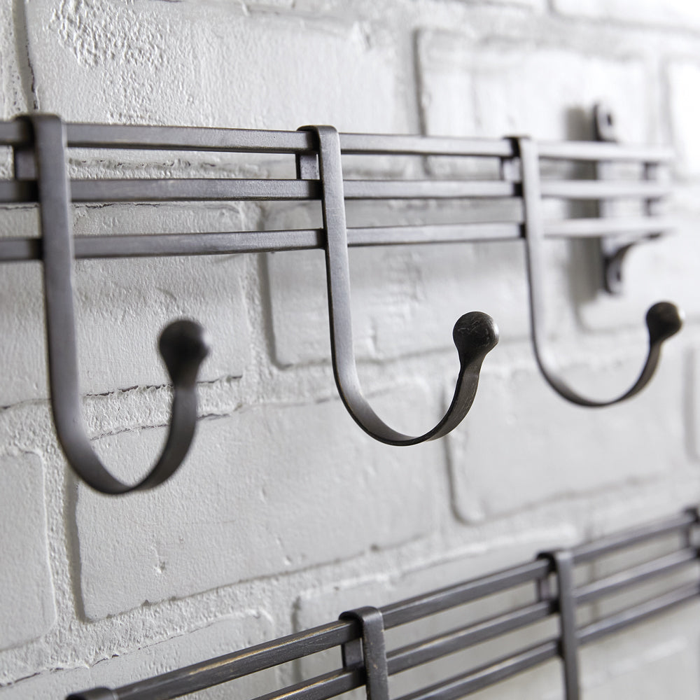 Set of Two Iron Wall Mounted Coat Racks