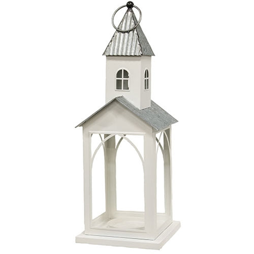 White Metal Church Farmhouse Pillar Lantern