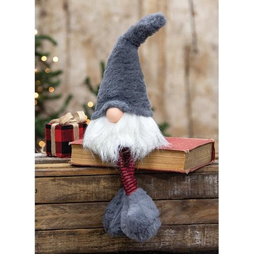 Small Gray Santa Gnome Plush with Dangly Legs