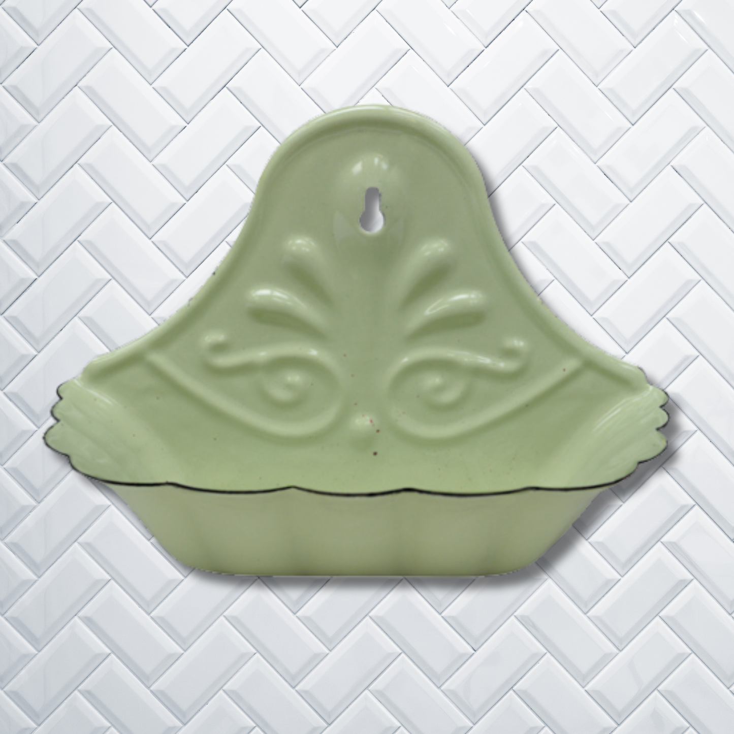 GreenRetroEnamelSoapDish