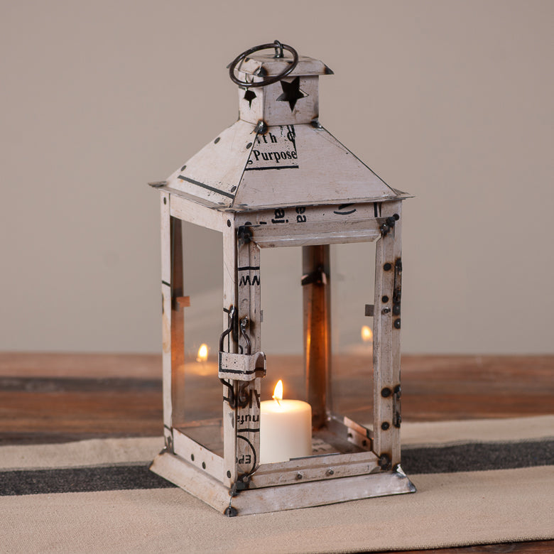 Rustic Recycled Iron Square Candle Lantern