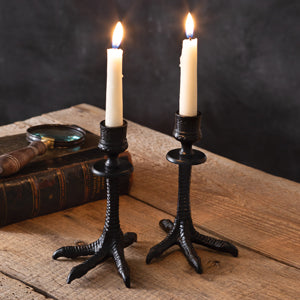 Set of Two Crows Feet Taper Candle Holders - Countryside Home Decor