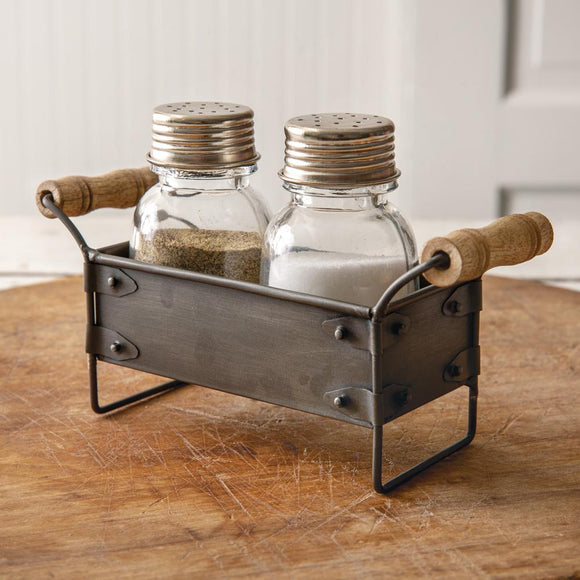 Metal Crate Salt and Pepper Caddy - Countryside Home Decor