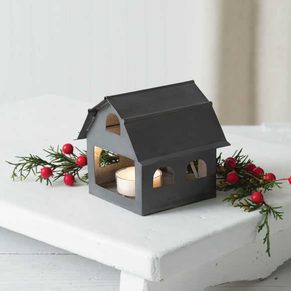 Galvanized Barn Christmas Luminary - Box of 2 - Countryside Home Decor