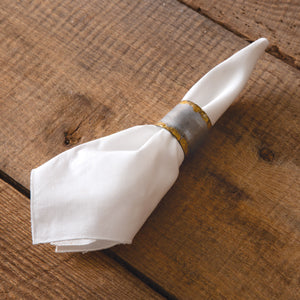 Set of Four Galvanized & Gold Napkin Rings - Countryside Home Decor