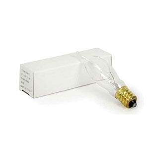 Flame-shaped light bulb glowing warmly, fitting into a candelabra fixture, packaged for protection and ready to enhance ambiance.