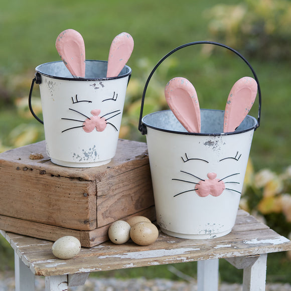 Set of Two Bunny Buckets - Countryside Home Decor