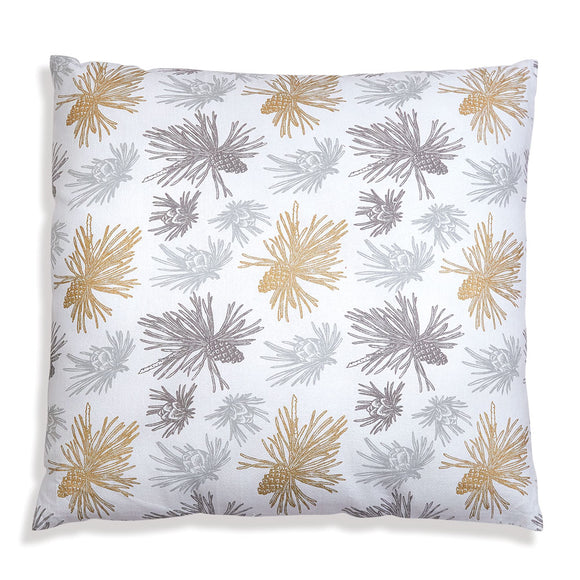 Gold and Silver Pine Bough Throw Pillow - Countryside Home Decor