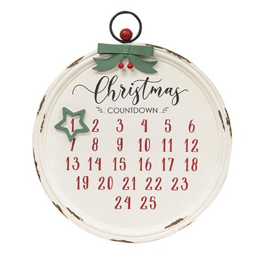 Distressed Christmas Bulb Countdown Calendar with Star Magnet - Countryside Home Decor