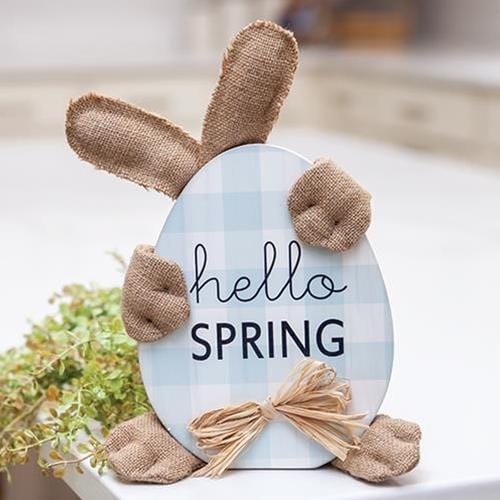 Hello Spring Huggy Bunny Sitter - Countryside Home Decor