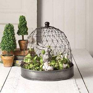 French Chicken Wire Cloche with Tray - Countryside Home Decor