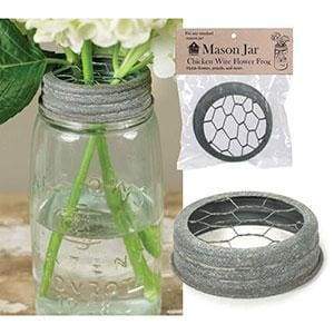 Mason Jar Chicken Wire Flower Frog Lid - Barn Roof - Box of 6 - Countryside Home Decor