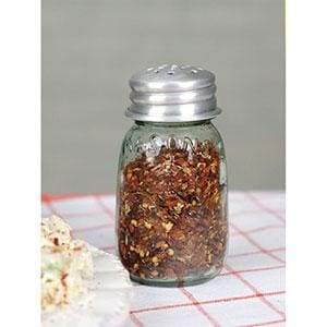 Mini Mason Crushed Red Pepper Shaker with aluminum lid, perfect for spices.
