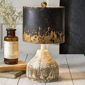 Wood Base Tabletop Lamp with Metal Shade - Countryside Home Decor