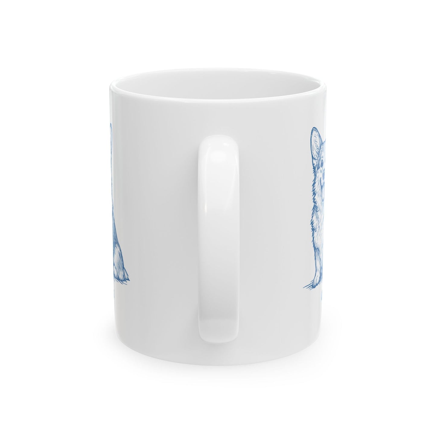 Blue Sketch German Shepherd Ceramic Mug — Dog Lover Coffee Cup (11oz, 15oz)