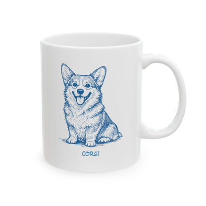 Blue Sketch German Shepherd Ceramic Mug — Dog Lover Coffee Cup (11oz, 15oz)
