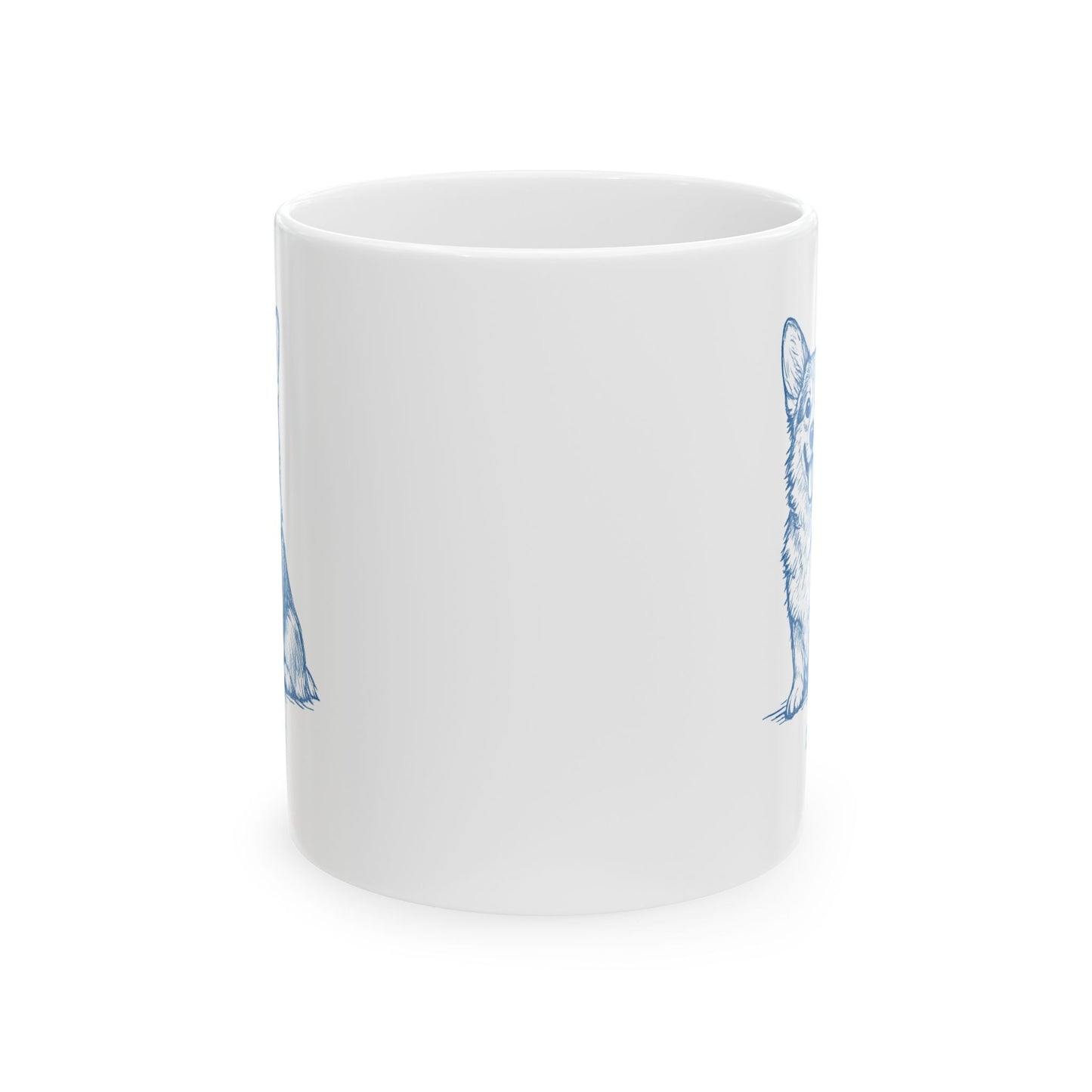Blue Sketch German Shepherd Ceramic Mug — Dog Lover Coffee Cup (11oz, 15oz)