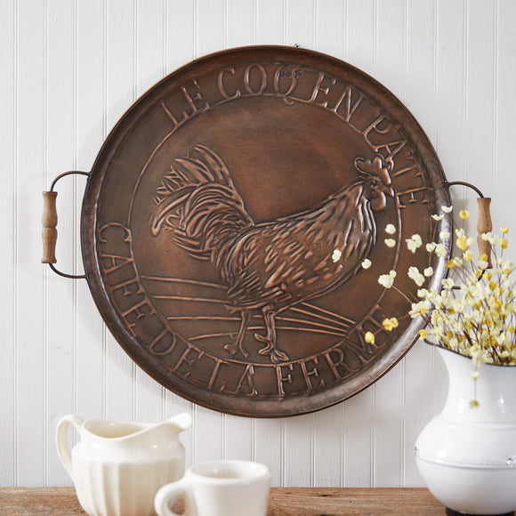 Copper Wall Hanging Rooster Tray