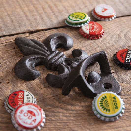 Set of 2 Rustic Fleur De Lis Wall Bottle Openers