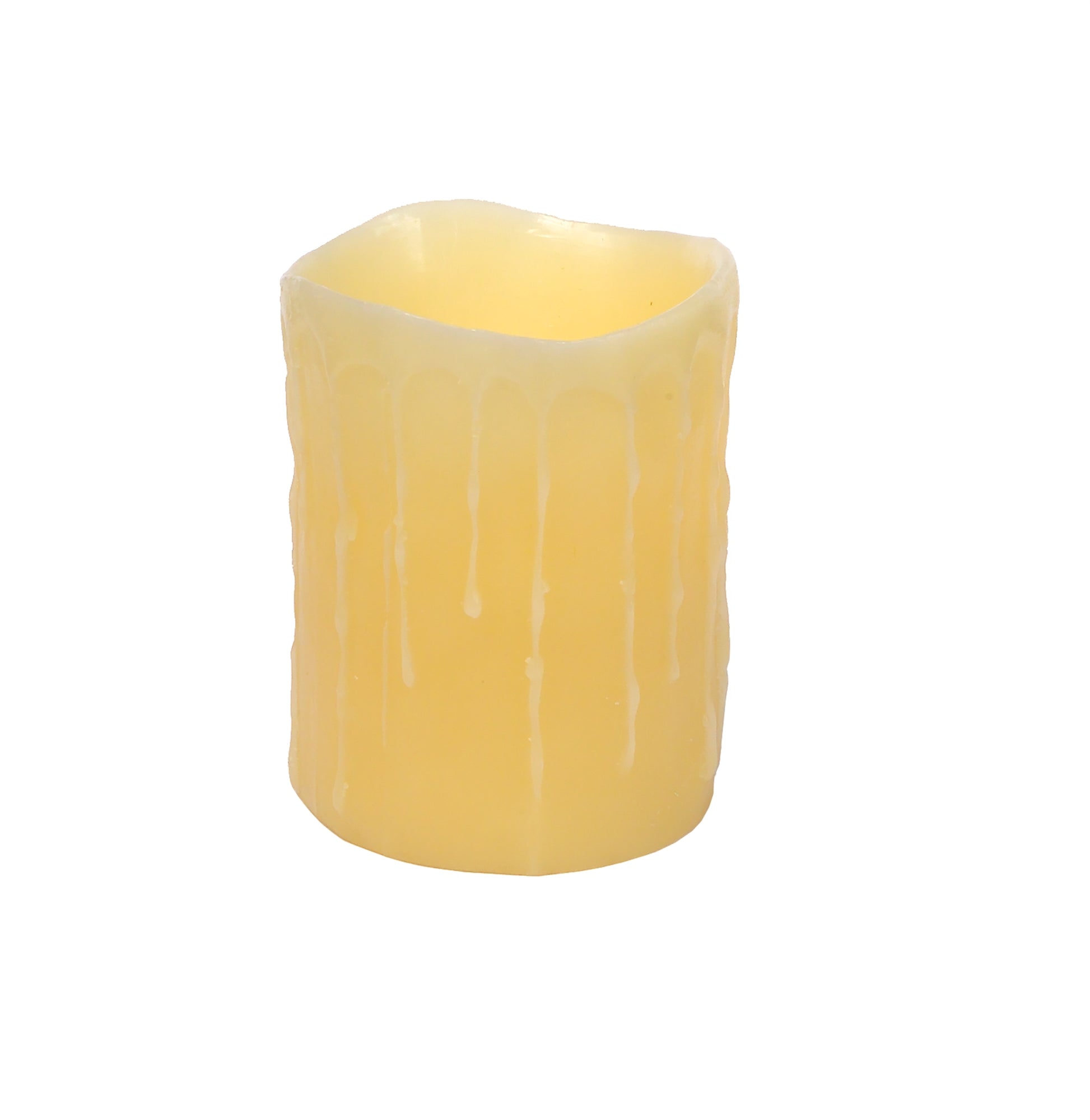 Set of 3 LED Dripping Wax Pillar Candles with lifelike wax texture, warm flickering glow, and safe, flameless design.