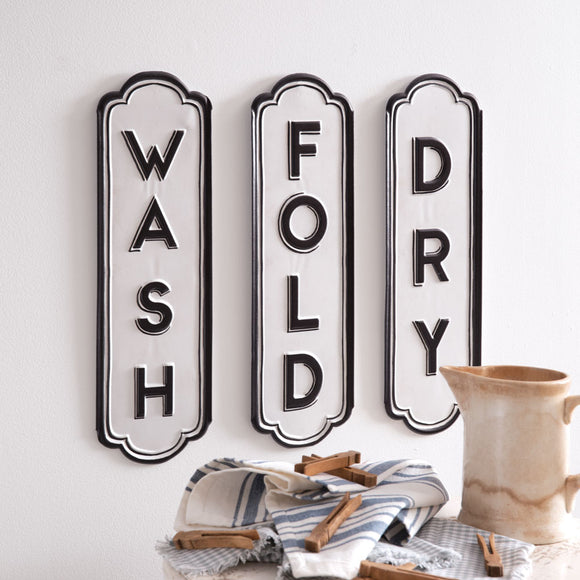 Set of Three Wash Dry Fold Signs