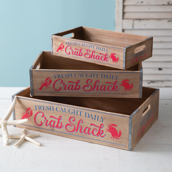 Set of Three Crab Shack Crates