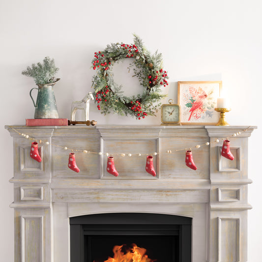 Paper Mache Stocking Garland Fireplace or Wall Decor