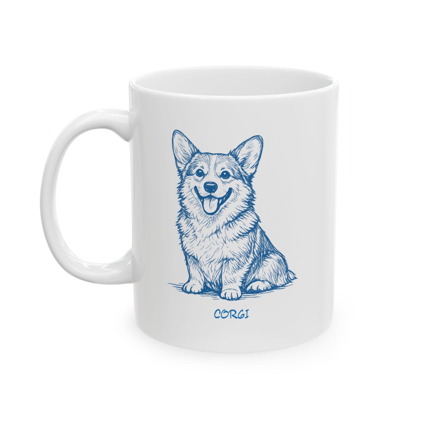Blue Sketch German Shepherd Ceramic Mug — Dog Lover Coffee Cup (11oz, 15oz)