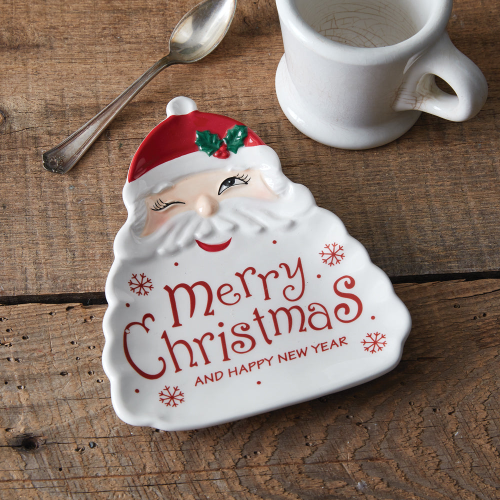 Cheerful Winking Santa Plate