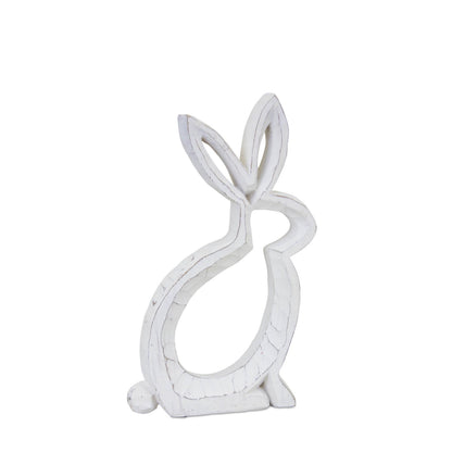 White decorative rabbit figure on a white background