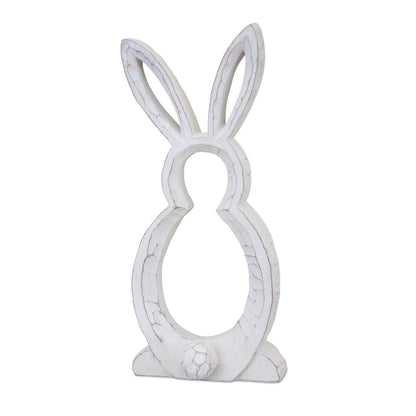 White decorative rabbit figure on a white background