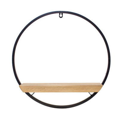 Wood and Iron Circle Shelf Rustic Wall Decor