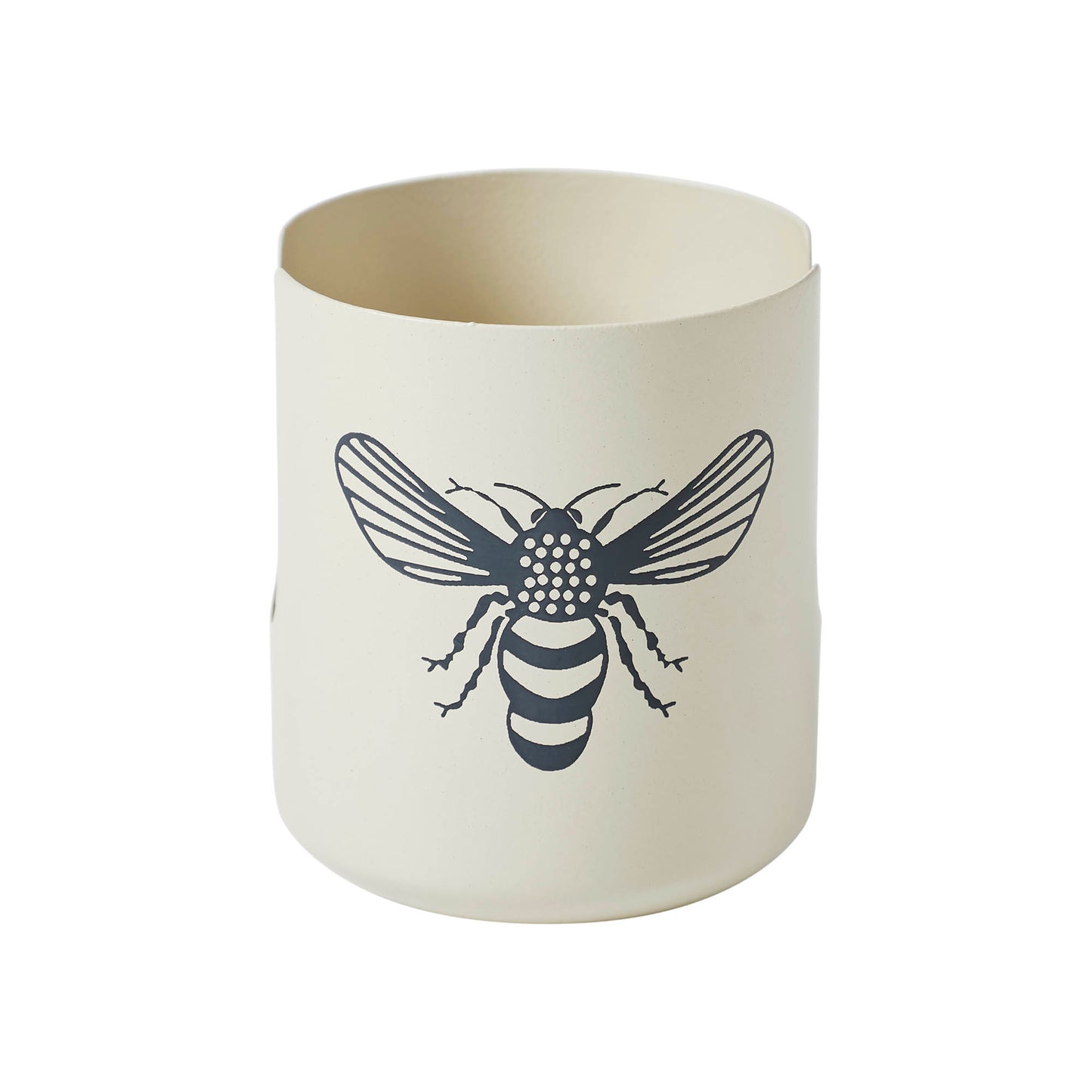 Antique white metal sponge holder with soft grey honey bee design, farmhouse sink caddy for kitchen or bathroom