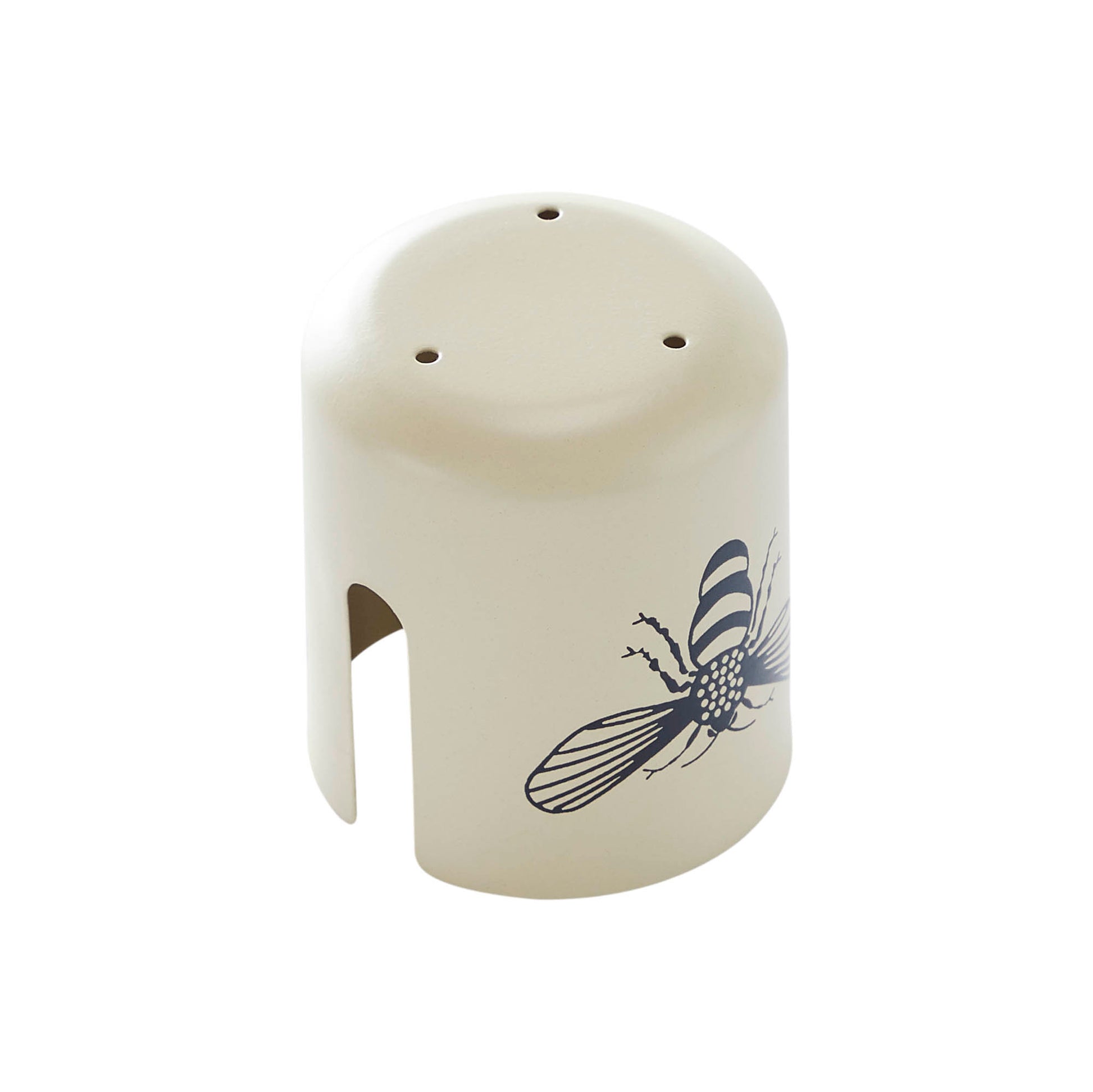 Antique white metal sponge holder with soft grey honey bee design, farmhouse sink caddy for kitchen or bathroom