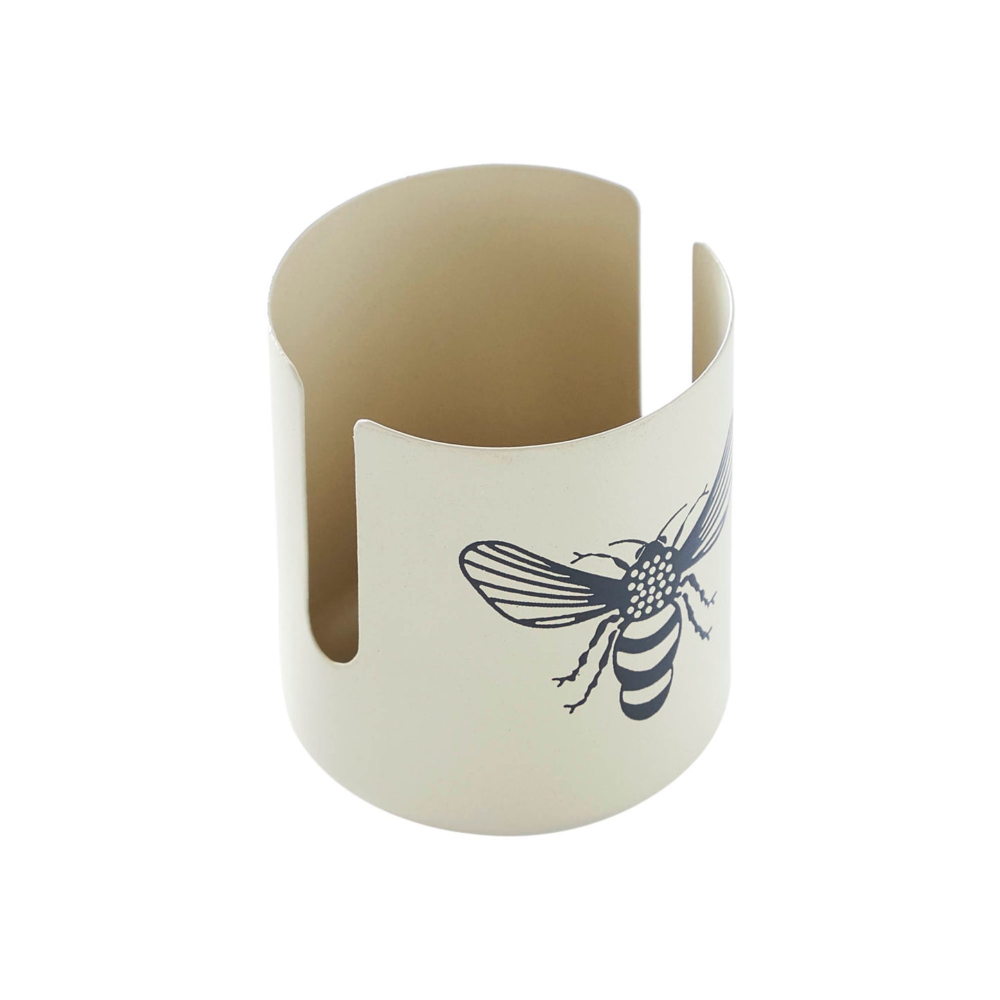 Antique white metal sponge holder with soft grey honey bee design, farmhouse sink caddy for kitchen or bathroom