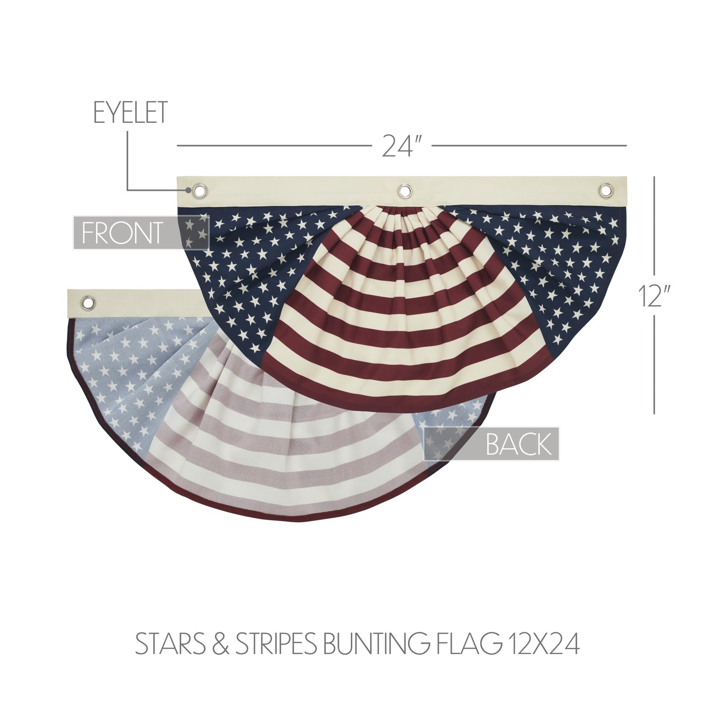 Patriotic red, white and blue bunting flag with stars and stripes for porch, wall or mantel decor