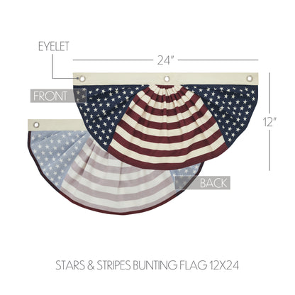 Patriotic red, white and blue bunting flag with stars and stripes for porch, wall or mantel decor