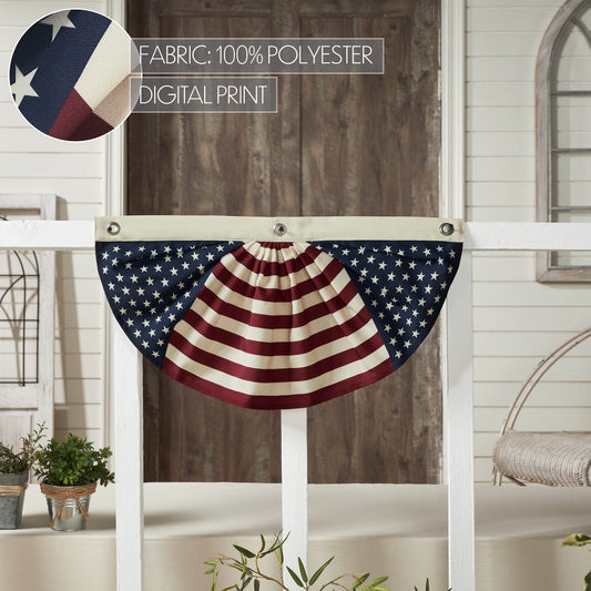 Patriotic red, white and blue bunting flag with stars and stripes for porch, wall or mantel decor