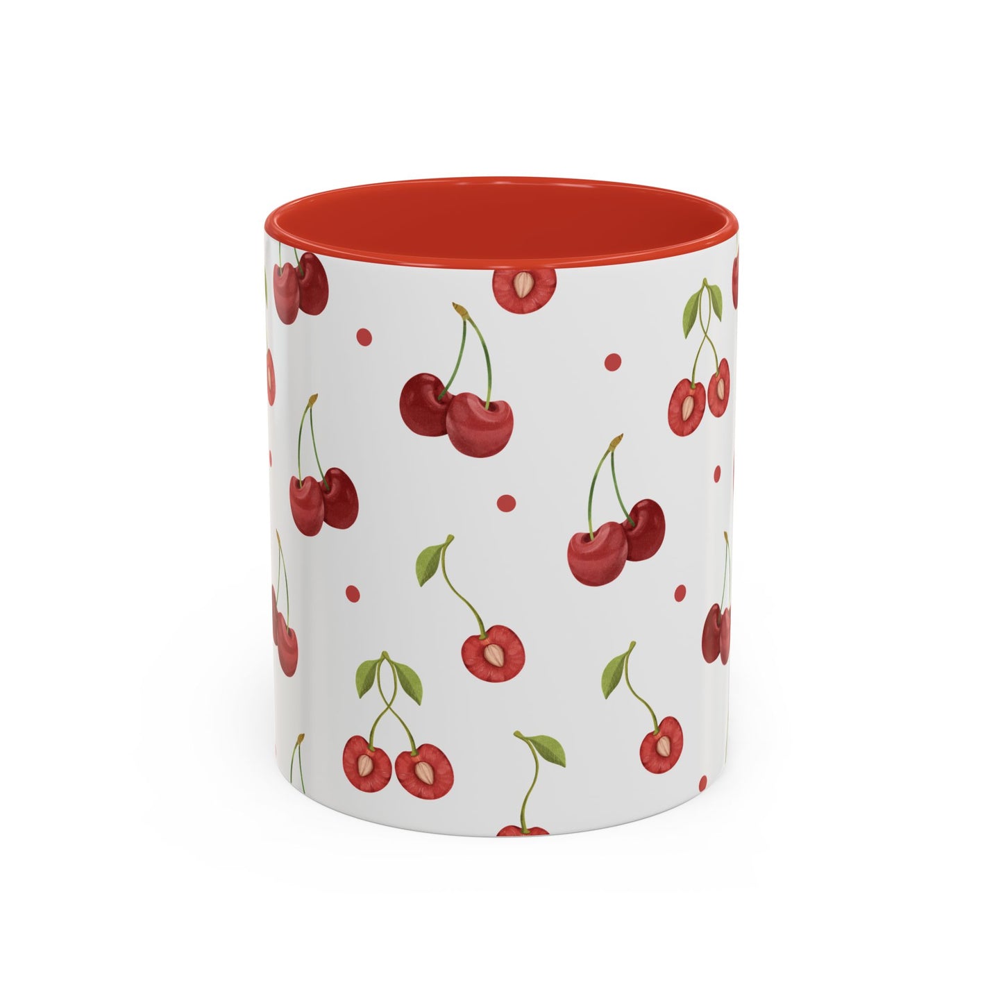 Mug with cherry pattern on a white background
