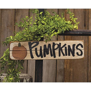 Rustic Wood "Pumpkins" Sign with Jute Hanger
