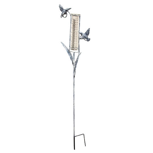 Assorted Distressed Metal Garden Springtime Rain Gauge Yard Stake