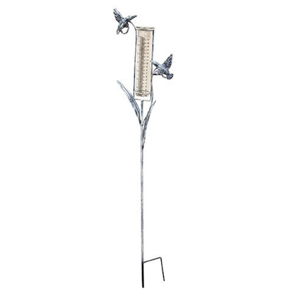 Assorted Distressed Metal Garden Springtime Rain Gauge Yard Stake
