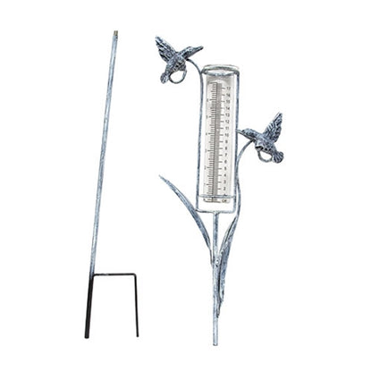 Assorted Distressed Metal Garden Springtime Rain Gauge Yard Stake