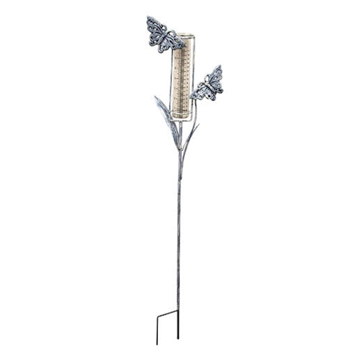 Assorted Distressed Metal Garden Springtime Rain Gauge Yard Stake