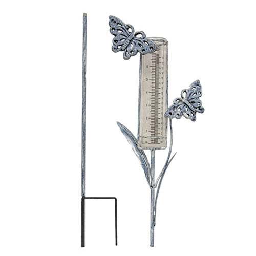 Assorted Distressed Metal Garden Springtime Rain Gauge Yard Stake