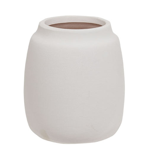 Matte white ceramic wide vase with a rounded shape, perfect for farmhouse decor, shelves, and dried stems