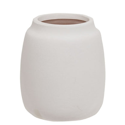Matte white ceramic wide vase with a rounded shape, perfect for farmhouse decor, shelves, and dried stems