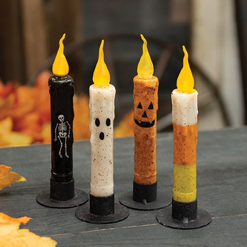 Set of 4 Flicker Halloween Timer Tapers