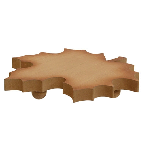 Natural wood maple leaf riser with dark edges, a warm fall decor accent for shelves, tables, and mantels